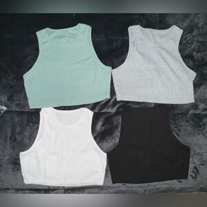 Women’s Ribbed Crop Tank Top - Mint, Gray, White, Black